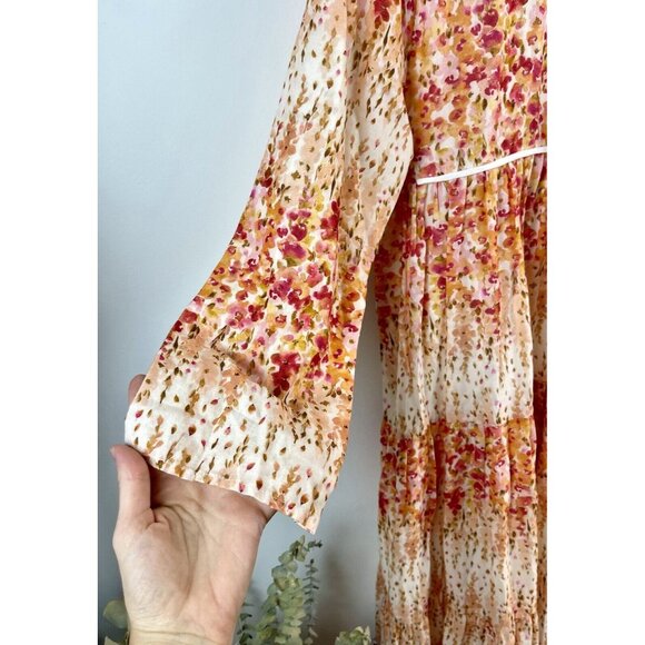 CHRISTY DAWN Paloma Midi Dress Sunset Gladiola Orange Pink Floral Size M - Picture 10 of 13